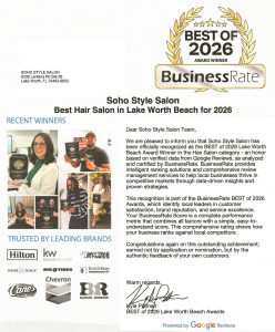 Google best hair salon of the year in Lake Worth Florida